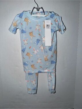 PJ Place Light Blue Bunny Print Kids Pajama Set